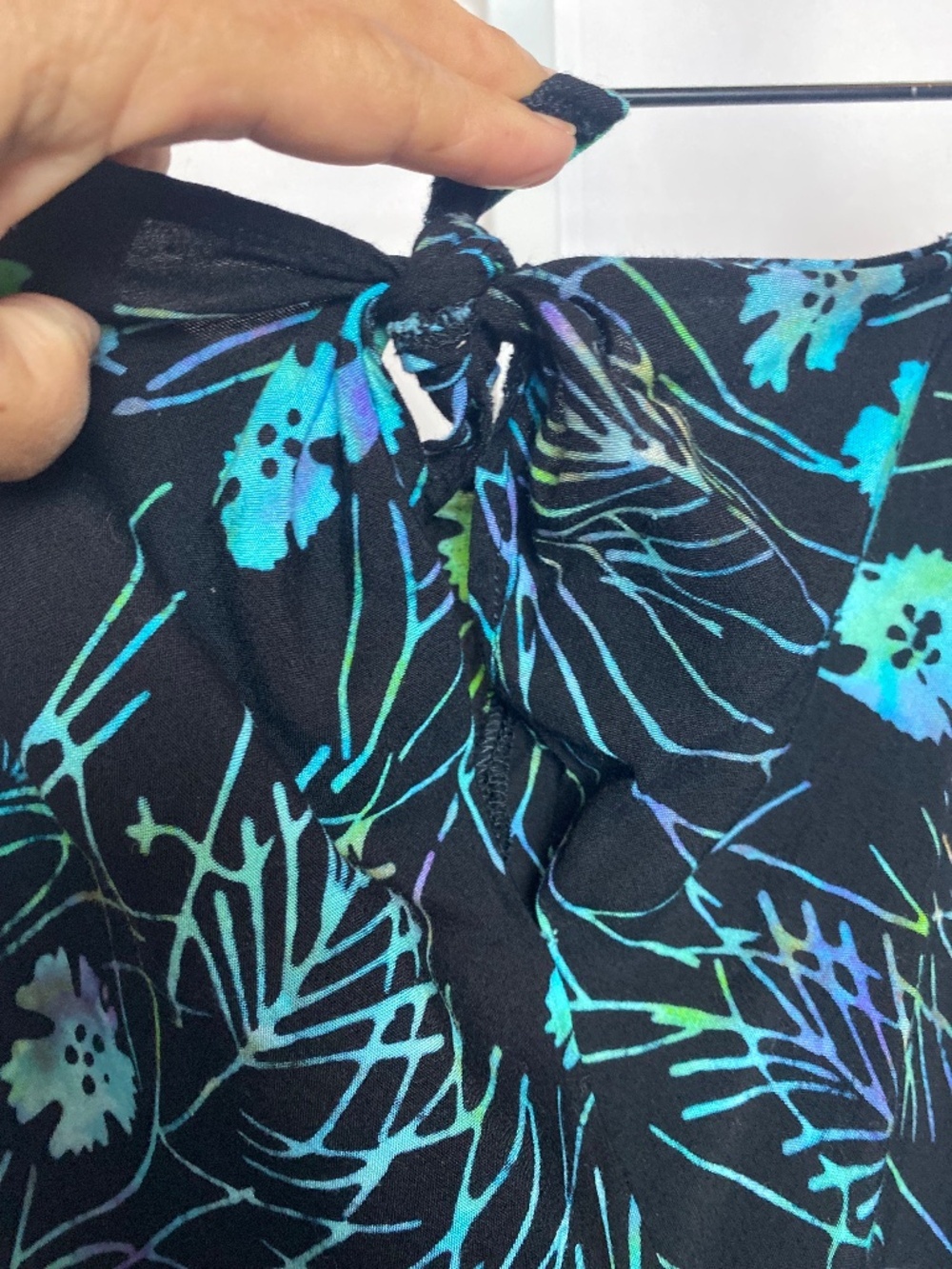 Indie Vibrant  Black | Blue Strapless Split Front Floral Midi Summer Dress S/M - Picture 4 of 7